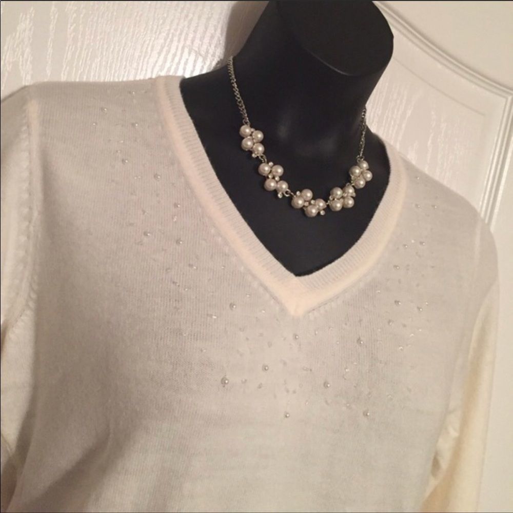 Cream Embellished Sweater